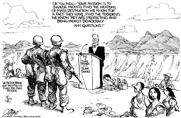 Editorial Cartoon by Pat Oliphant, Universal Press Syndicate on National Guard Deployed to Border