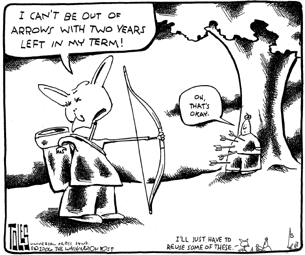 Editorial Cartoon by Tom Toles, Washington Post on President Unconcerned With Polls