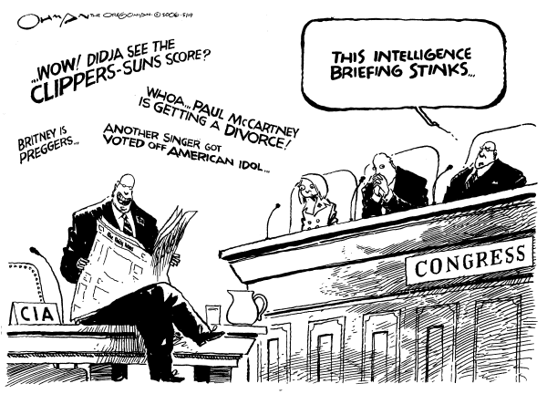 Editorial Cartoon by Jack Ohman, The Oregonian on Hayden Says Nothing to Alarm Committee