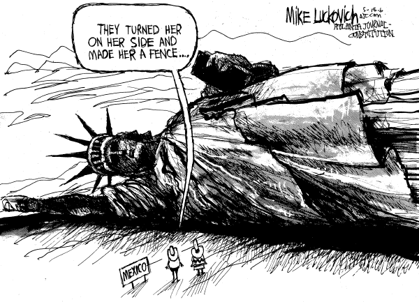 Editorial Cartoon by Mike Luckovich, Atlanta Journal-Constitution on Immigration Policy Nearly Finished