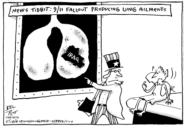 Editorial Cartoon by Joel Pett, Lexington Herald-Leader, CWS/CartoonArts Intl. on Big Progress in Iraq
