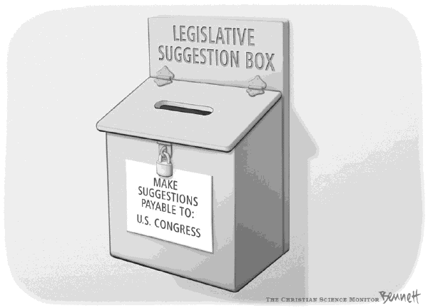 Editorial Cartoon by Clay Bennett, Christian Science Monitor on Congress Streamlines System