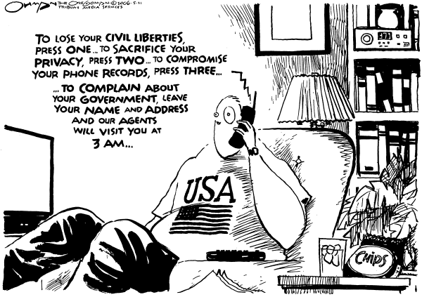 Editorial Cartoon by Jack Ohman, The Oregonian on White House: Spying Makes Us Safer