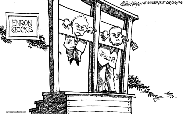 Editorial Cartoon by Mike Keefe, Denver Post on Lay and Skilling Convicted