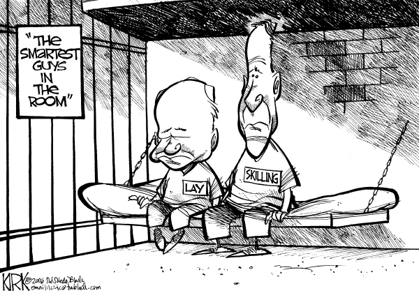 Editorial Cartoon by Kirk Walters, Toledo Blade on Lay and Skilling Convicted