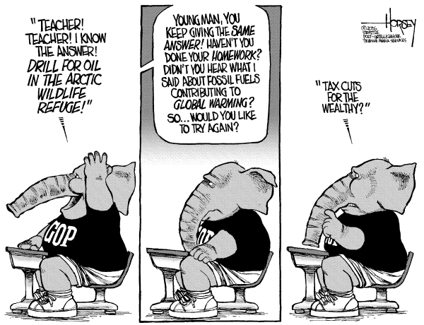 Editorial Cartoon by David Horsey, Seattle Post-Intelligencer on GOP Takes the Offensive