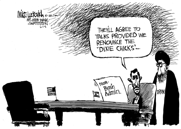 Editorial Cartoon by Mike Luckovich, Atlanta Journal-Constitution on US Makes Extraordinary Offer to Iran