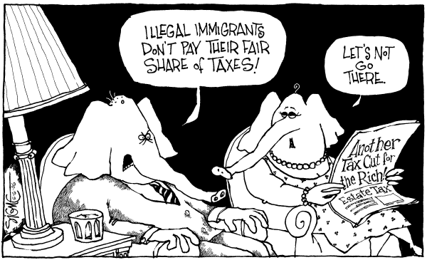 Editorial Cartoon by Signe Wilkinson, Philadelphia Daily News on GOP Cuts Taxes Again