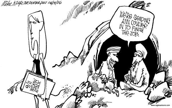 Editorial Cartoon by Mike Keefe, Denver Post on Coulter Criticizes 9/11 Widows