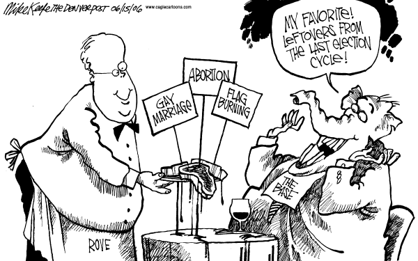Editorial Cartoon by Mike Keefe, Denver Post on Rove Not to Be Indicted
