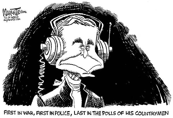 Editorial Cartoon by Doug Marlette, Tallahasee Democrat on President's Poll Numbers Rise