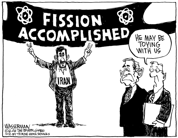 Editorial Cartoon by Dan Wasserman, Boston Globe on Evil Axis Pressuring US