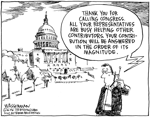Editorial Cartoon by Dan Wasserman, Boston Globe on Congress Stays the Course