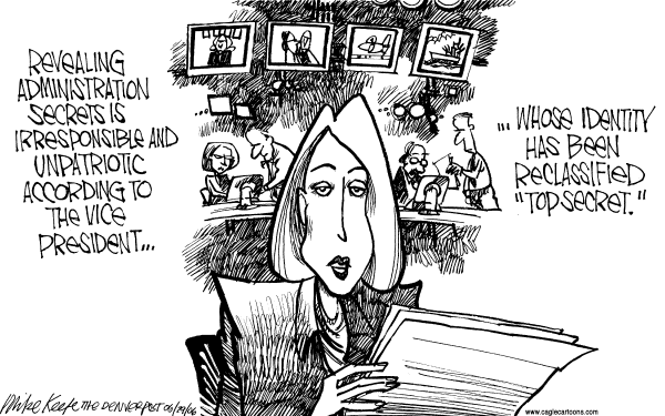Editorial Cartoon by Mike Keefe, Denver Post on White House Seething Over Leak