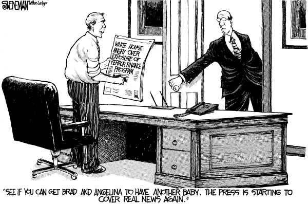 Editorial Cartoon by Drew Sheneman, Newark Star Ledger on White House Seething Over Leak