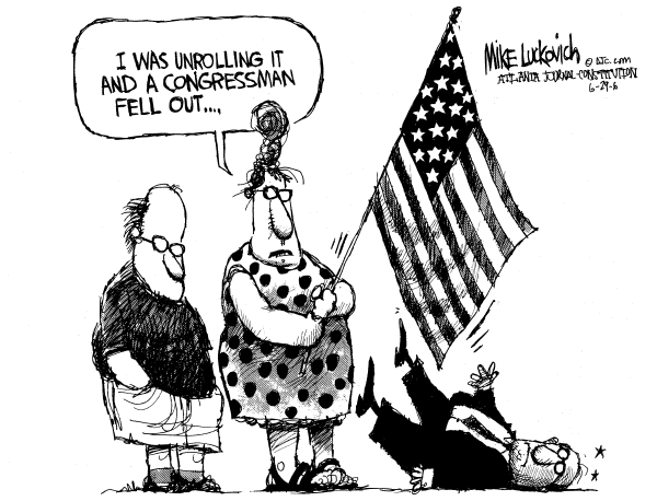 Editorial Cartoon by Mike Luckovich, Atlanta Journal-Constitution on Flag Amendment Defeat Adds to Controversy