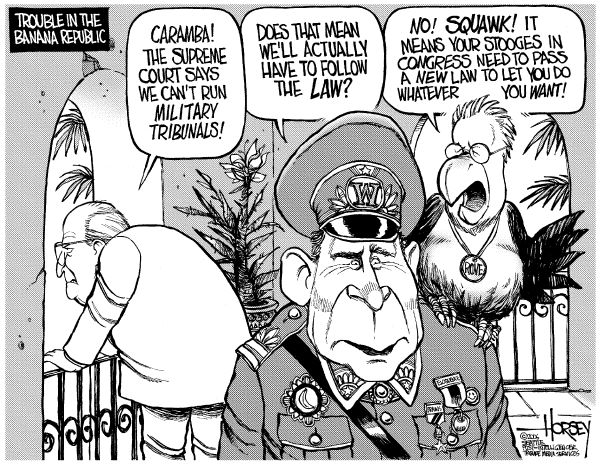 Editorial Cartoon by David Horsey, Seattle Post-Intelligencer on Supreme Court Rules Against Administration
