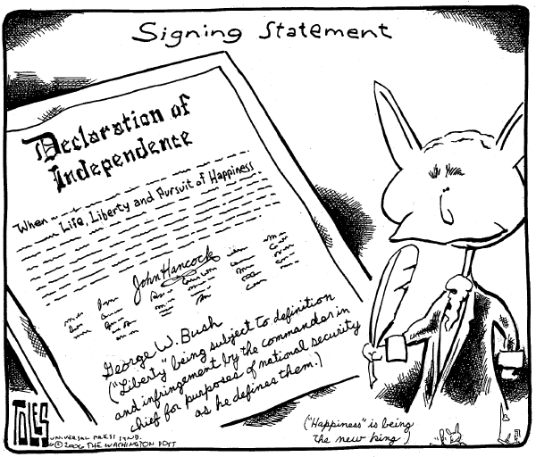 Editorial Cartoon by Tom Toles, Washington Post on White House Tightens Homeland Security