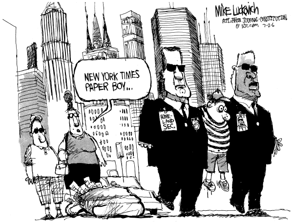 Editorial Cartoon by Mike Luckovich, Atlanta Journal-Constitution on White House Tightens Homeland Security