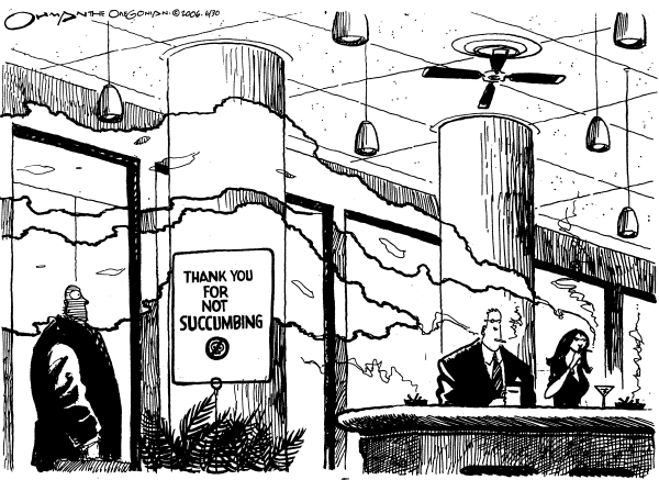 Editorial Cartoon by Jack Ohman, The Oregonian on Study Finds Second-Hand Smoke Dangerous