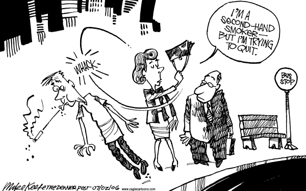 Editorial Cartoon by Mike Keefe, Denver Post on Study Finds Second-Hand Smoke Dangerous