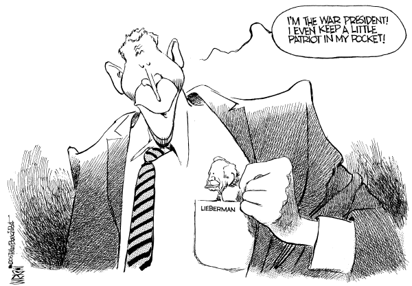 Editorial Cartoon by Don Wright, Palm Beach Post on The President Stands Firm
