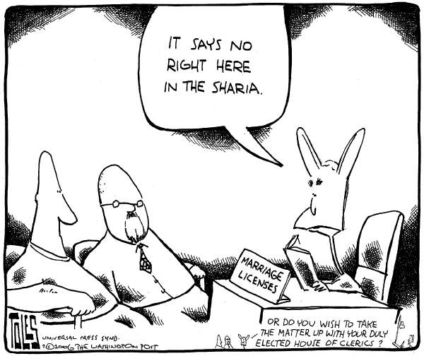 Editorial Cartoon by Tom Toles, Washington Post on The President Stands Firm