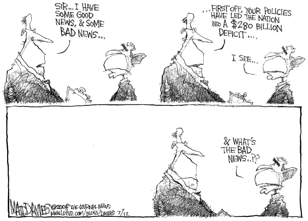 Editorial Cartoon by Matt Davies, Journal News on US Deficit Lower Than Expected