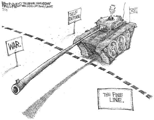 Editorial Cartoon by Matt Davies, Journal News on Fighting Escalates in Mideast