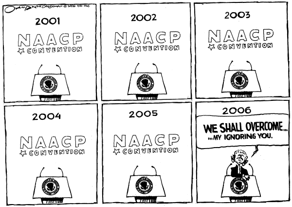 Editorial Cartoon by Jack Ohman, The Oregonian on NAACP Welcomes President