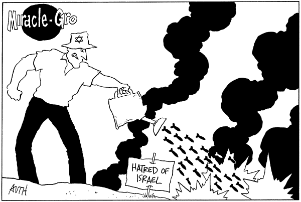 Editorial Cartoon by Tony Auth, Philadelphia Inquirer on World Watches as War Rages