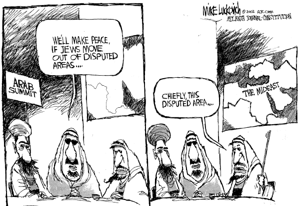 Editorial Cartoon by Mike Luckovich, Atlanta Journal-Constitution on World Watches as War Rages