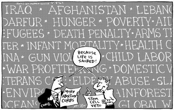 Editorial Cartoon by Joel Pett, Lexington Herald-Leader, CWS/CartoonArts Intl. on Bush's Popularity Hits Record Level