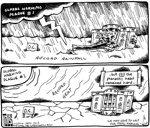 Editorial Cartoon by Tom Toles, Washington Post on Heat Wave Moves East