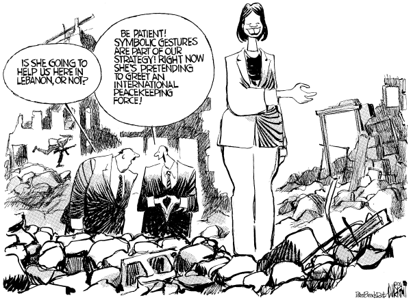 Editorial Cartoon by Don Wright, Palm Beach Post on US Blocks Plan for Cease-fire