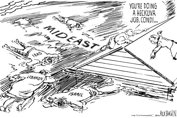 Editorial Cartoon by Rex Babin, Sacramento Bee on US Blocks Plan for Cease-fire