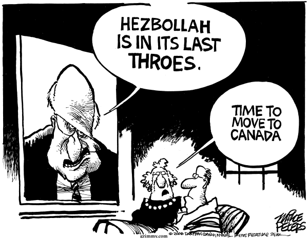Editorial Cartoon by Mike Peters, Dayton Daily News on US Blocks Plan for Cease-fire