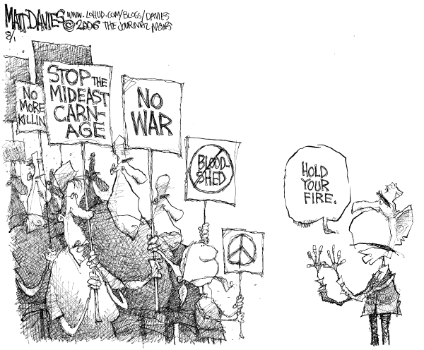 Editorial Cartoon by Matt Davies, Journal News on US Blocks Plan for Cease-fire