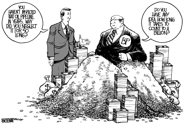 Editorial Cartoon by Drew Sheneman, Newark Star Ledger on Oil Profits to Rise Further