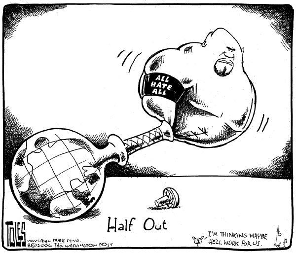Editorial Cartoon by Tom Toles, Washington Post on No Cease-fire in Mideast