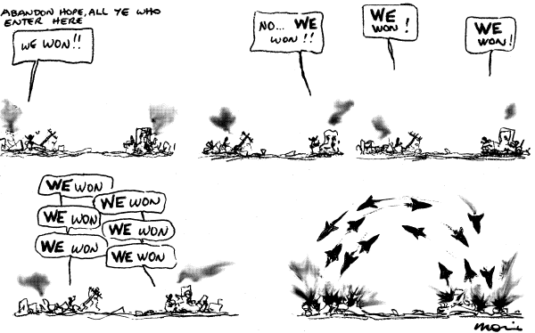 Editorial Cartoon by Alan Moir, Sydney Morning Herald, Australia on Fragile Mideast Cease-fire Holding