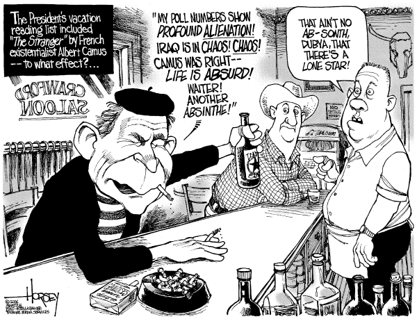 Editorial Cartoon by David Horsey, Seattle Post-Intelligencer on President Enjoying His Vacation
