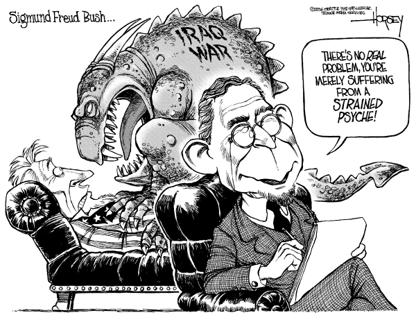 Editorial Cartoon by David Horsey, Seattle Post-Intelligencer on President Blasts War Critics