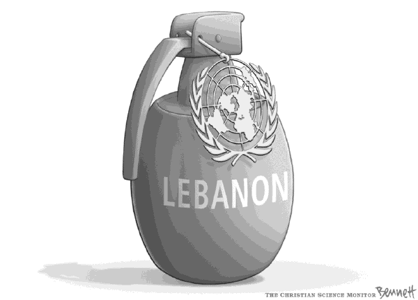 Editorial Cartoon by Clay Bennett, Christian Science Monitor on Cease-fire Holding in Mideast