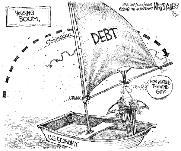 Editorial Cartoon by Matt Davies, Journal News on Economy Stays on Course