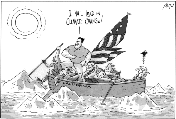 Editorial Cartoon by Tony Auth, Philadelphia Inquirer on US Global Warming Policy Evolves