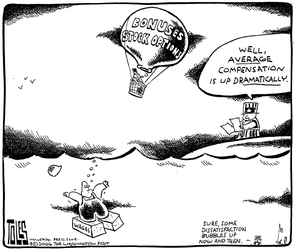 Editorial Cartoon by Tom Toles, Washington Post on Economy Stays the Course