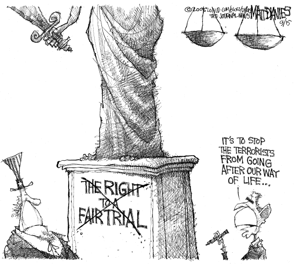 Editorial Cartoon by Matt Davies, Journal News on Bush, GOP Clash Over Torture
