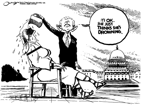 Editorial Cartoon by Jack Ohman, The Oregonian on Bush, GOP Clash Over Torture