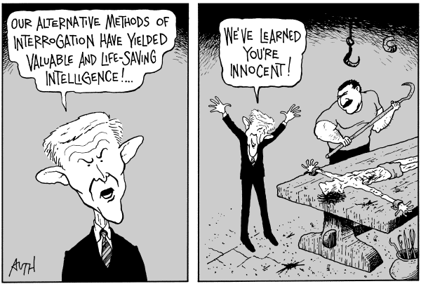 Editorial Cartoon by Tony Auth, Philadelphia Inquirer on Bush, GOP Clash Over Torture
